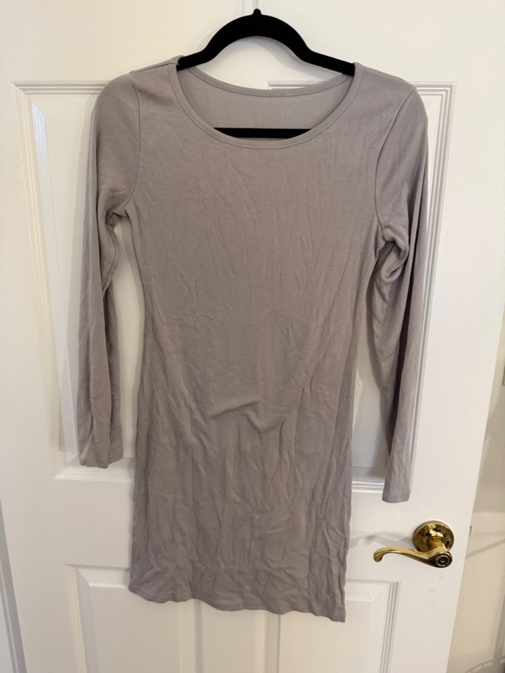 Amazon Women's Long Sleeve T-Shirt Dress in Light Gray